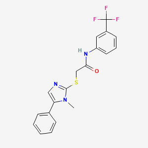 molecular formula C19H16F3N3OS B2983042 2-((1-methyl-5-phenyl-1H-imidazol-2-yl)thio)-N-(3-(trifluoromethyl)phenyl)acetamide CAS No. 932514-54-0