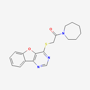 molecular formula C18H19N3O2S B2983050 1-(Azepan-1-yl)-2-(benzofuro[3,2-d]pyrimidin-4-ylthio)ethanone CAS No. 851130-09-1