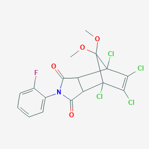 molecular formula C17H12Cl4FNO4 B298306 1,7,8,9-Tetrachloro-4-(2-fluorophenyl)-10,10-dimethoxy-4-azatricyclo[5.2.1.02,6]dec-8-ene-3,5-dione 