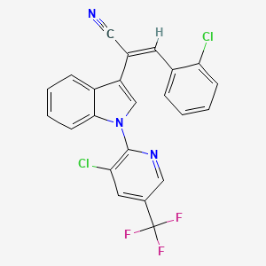 molecular formula C23H12Cl2F3N3 B2983065 3-(2-chlorophenyl)-2-{1-[3-chloro-5-(trifluoromethyl)-2-pyridinyl]-1H-indol-3-yl}acrylonitrile CAS No. 321433-37-8