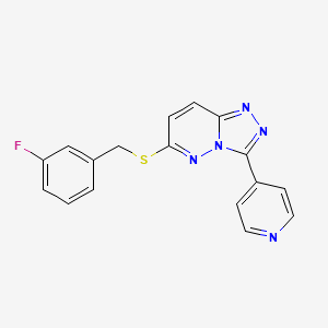 molecular formula C17H12FN5S B2983069 6-[(3-Fluorophenyl)methylsulfanyl]-3-pyridin-4-yl-[1,2,4]triazolo[4,3-b]pyridazine CAS No. 868970-17-6