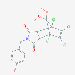 molecular formula C18H14Cl4FNO4 B298307 1,7,8,9-Tetrachloro-4-[(4-fluorophenyl)methyl]-10,10-dimethoxy-4-azatricyclo[5.2.1.02,6]dec-8-ene-3,5-dione 