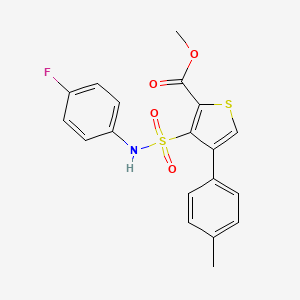 molecular formula C19H16FNO4S2 B2983070 Methyl 3-[(4-fluorophenyl)sulfamoyl]-4-(4-methylphenyl)thiophene-2-carboxylate CAS No. 946322-57-2