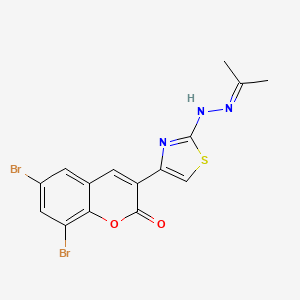 6,8-Dibromo-3-[2-(2-propan-2-ylidenehydrazinyl)-1,3-thiazol-4-yl]chromen-2-one
