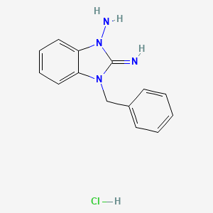 molecular formula C14H15ClN4 B2983100 3-benzyl-2-imino-2,3-dihydro-1H-1,3-benzodiazol-1-amine hydrochloride CAS No. 124617-73-8