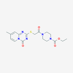 Ethyl 4-[2-(8-methyl-4-oxopyrido[1,2-a][1,3,5]triazin-2-yl)sulfanylacetyl]piperazine-1-carboxylate