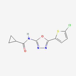 molecular formula C10H8ClN3O2S B2983129 N-(5-(5-氯噻吩-2-基)-1,3,4-恶二唑-2-基)环丙烷甲酰胺 CAS No. 865543-64-2