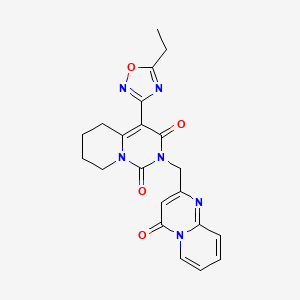 molecular formula C21H20N6O4 B2983137 4-(5-ethyl-1,2,4-oxadiazol-3-yl)-2-[(4-oxo-4H-pyrido[1,2-a]pyrimidin-2-yl)methyl]-5,6,7,8-tetrahydro-1H-pyrido[1,2-c]pyrimidine-1,3(2H)-dione CAS No. 1775353-81-5