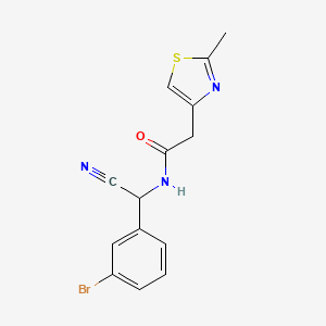 molecular formula C14H12BrN3OS B2983139 N-[(3-bromophenyl)(cyano)methyl]-2-(2-methyl-1,3-thiazol-4-yl)acetamide CAS No. 1427961-00-9