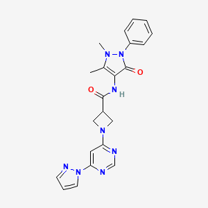 1-(6-(1H-pyrazol-1-yl)pyrimidin-4-yl)-N-(1,5-dimethyl-3-oxo-2-phenyl-2,3-dihydro-1H-pyrazol-4-yl)azetidine-3-carboxamide