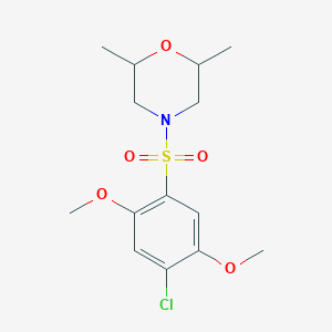 molecular formula C14H20ClNO5S B2983158 4-(4-Chloro-2,5-dimethoxyphenyl)sulfonyl-2,6-dimethylmorpholine CAS No. 799258-99-4