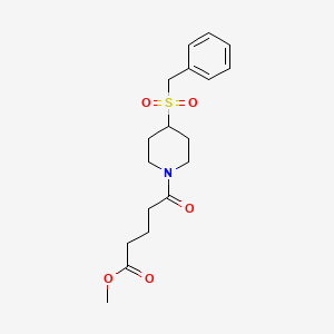 molecular formula C18H25NO5S B2983161 Methyl 5-(4-(benzylsulfonyl)piperidin-1-yl)-5-oxopentanoate CAS No. 2034521-03-2