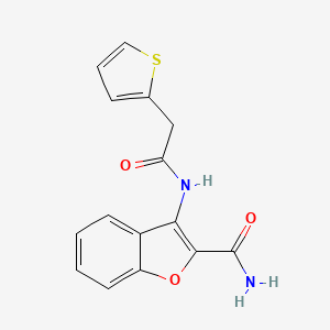 molecular formula C15H12N2O3S B2983162 3-(2-(Thiophen-2-yl)acetamido)benzofuran-2-carboxamide CAS No. 898354-99-9