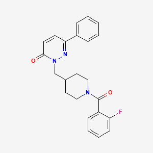 molecular formula C23H22FN3O2 B2983164 2-{[1-(2-Fluorobenzoyl)piperidin-4-yl]methyl}-6-phenyl-2,3-dihydropyridazin-3-one CAS No. 2097889-82-0