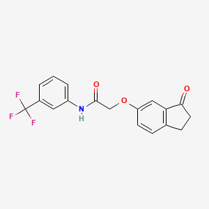 molecular formula C18H14F3NO3 B2983172 2-((3-oxo-2,3-dihydro-1H-inden-5-yl)oxy)-N-(3-(trifluoromethyl)phenyl)acetamide CAS No. 1203363-24-9