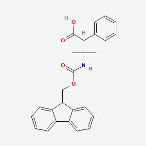 molecular formula C26H25NO4 B2983179 3-(9H-fluoren-9-ylmethoxycarbonylamino)-3-methyl-2-phenylbutanoic acid CAS No. 2137687-50-2