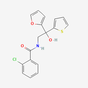 molecular formula C17H14ClNO3S B2983182 2-chloro-N-(2-(furan-2-yl)-2-hydroxy-2-(thiophen-2-yl)ethyl)benzamide CAS No. 2034263-14-2