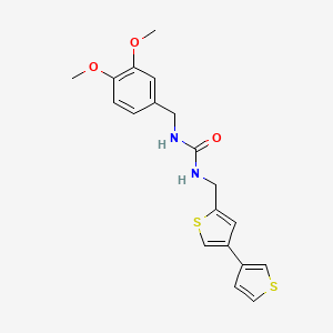 molecular formula C19H20N2O3S2 B2983184 1-[(3,4-Dimethoxyphenyl)methyl]-3-[(4-thiophen-3-ylthiophen-2-yl)methyl]urea CAS No. 2380068-51-7