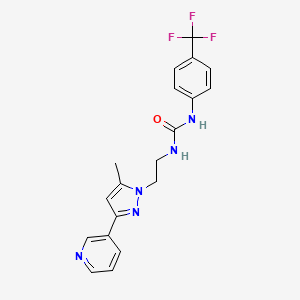 molecular formula C19H18F3N5O B2983191 1-(2-(5-methyl-3-(pyridin-3-yl)-1H-pyrazol-1-yl)ethyl)-3-(4-(trifluoromethyl)phenyl)urea CAS No. 2034375-36-3