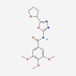 molecular formula C16H19N3O6 B2983196 3,4,5-三甲氧基-N-(5-(四氢呋喃-2-基)-1,3,4-恶二唑-2-基)苯甲酰胺 CAS No. 921585-78-6
