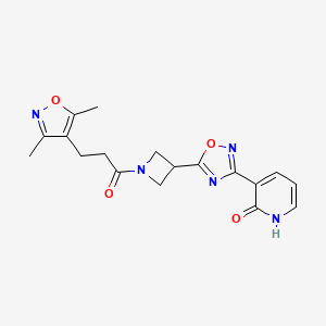3-(5-(1-(3-(3,5-dimethylisoxazol-4-yl)propanoyl)azetidin-3-yl)-1,2,4-oxadiazol-3-yl)pyridin-2(1H)-one