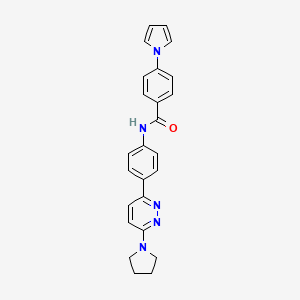 molecular formula C25H23N5O B2983205 4-(1H-pyrrol-1-yl)-N-(4-(6-(pyrrolidin-1-yl)pyridazin-3-yl)phenyl)benzamide CAS No. 1207055-77-3