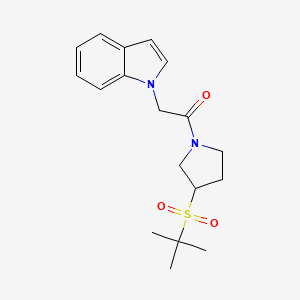 molecular formula C18H24N2O3S B2983219 1-(3-(叔丁基磺酰基)吡咯烷-1-基)-2-(1H-吲哚-1-基)乙酮 CAS No. 1797278-97-7