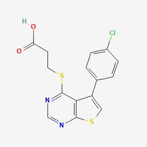 molecular formula C15H11ClN2O2S2 B2983233 3-((5-(4-氯苯基)噻吩并[2,3-d]嘧啶-4-基)硫代)丙酸 CAS No. 670270-24-3