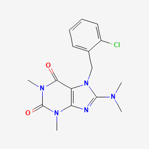 molecular formula C16H18ClN5O2 B2983250 7-(2-chlorobenzyl)-8-(dimethylamino)-1,3-dimethyl-1H-purine-2,6(3H,7H)-dione CAS No. 373617-06-2