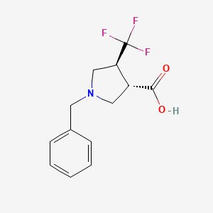 molecular formula C13H14F3NO2 B2983252 1-Benzyl-4alpha-(trifluoromethyl)-3beta-pyrrolidinecarboxylic acid CAS No. 184844-93-7