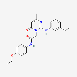 molecular formula C23H26N4O3 B2983253 N-(4-Ethoxyphenyl)-2-[2-(3-ethylanilino)-4-methyl-6-oxopyrimidin-1-yl]acetamide CAS No. 2320929-06-2