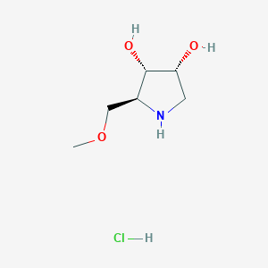 molecular formula C6H14ClNO3 B2983257 (2S,3S,4R)-2-(Methoxymethyl)pyrrolidine-3,4-diol;hydrochloride CAS No. 2460739-59-5