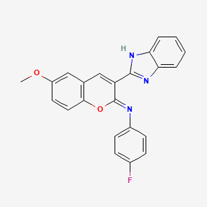 molecular formula C23H16FN3O2 B2983265 3-(1H-benzimidazol-2-yl)-N-(4-fluorophenyl)-6-methoxychromen-2-imine CAS No. 313954-91-5
