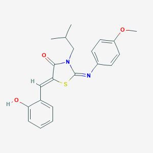 molecular formula C21H22N2O3S B298327 5-(2-Hydroxybenzylidene)-3-isobutyl-2-[(4-methoxyphenyl)imino]-1,3-thiazolidin-4-one 