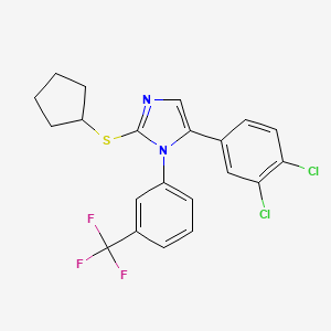 molecular formula C21H17Cl2F3N2S B2983281 2-(cyclopentylthio)-5-(3,4-dichlorophenyl)-1-(3-(trifluoromethyl)phenyl)-1H-imidazole CAS No. 1226454-56-3