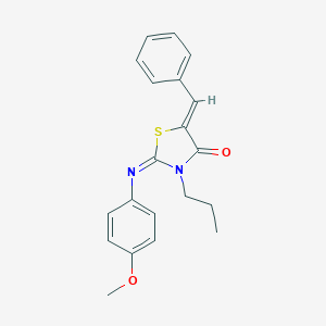 molecular formula C20H20N2O2S B298329 5-Benzylidene-2-[(4-methoxyphenyl)imino]-3-propyl-1,3-thiazolidin-4-one 