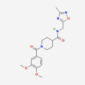 molecular formula C19H24N4O5 B2983303 1-(3,4-dimethoxybenzoyl)-N-((3-methyl-1,2,4-oxadiazol-5-yl)methyl)piperidine-4-carboxamide CAS No. 1334375-20-0