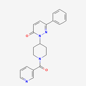 molecular formula C21H20N4O2 B2983319 6-Phenyl-2-[1-(pyridine-3-carbonyl)piperidin-4-yl]pyridazin-3-one CAS No. 2379975-29-6