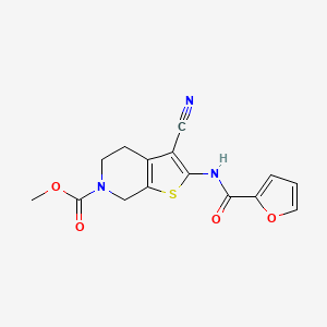 molecular formula C15H13N3O4S B2983325 methyl 3-cyano-2-(furan-2-carboxamido)-4,5-dihydrothieno[2,3-c]pyridine-6(7H)-carboxylate CAS No. 886954-33-2
