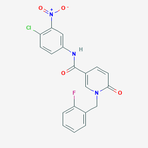 molecular formula C19H13ClFN3O4 B2983331 N-(4-氯-3-硝基苯基)-1-[(2-氟苯基)甲基]-6-氧代吡啶-3-甲酰胺 CAS No. 941973-67-7