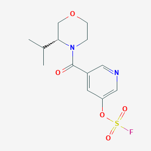 molecular formula C13H17FN2O5S B2983336 (3R)-4-(5-Fluorosulfonyloxypyridine-3-carbonyl)-3-propan-2-ylmorpholine CAS No. 2418596-69-5