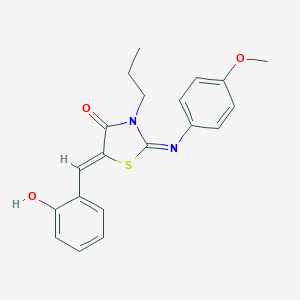 molecular formula C20H20N2O3S B298334 5-(2-Hydroxybenzylidene)-2-[(4-methoxyphenyl)imino]-3-propyl-1,3-thiazolidin-4-one 