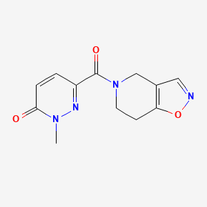 molecular formula C12H12N4O3 B2983340 2-甲基-6-(4,5,6,7-四氢异恶唑并[4,5-c]吡啶-5-羰基)嘧啶嗪-3(2H)-酮 CAS No. 2034487-55-1