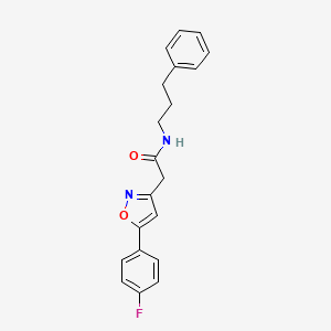 molecular formula C20H19FN2O2 B2983348 2-(5-(4-fluorophenyl)isoxazol-3-yl)-N-(3-phenylpropyl)acetamide CAS No. 953156-27-9