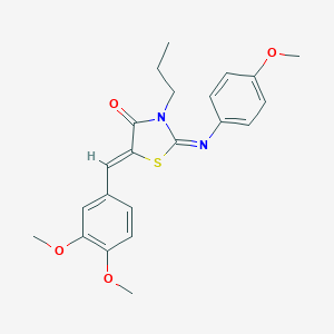 molecular formula C22H24N2O4S B298335 5-(3,4-Dimethoxybenzylidene)-2-[(4-methoxyphenyl)imino]-3-propyl-1,3-thiazolidin-4-one 