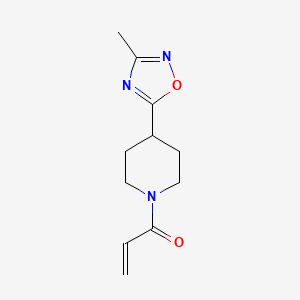 molecular formula C11H15N3O2 B2983366 1-[4-(3-Methyl-1,2,4-oxadiazol-5-yl)piperidin-1-yl]prop-2-en-1-one CAS No. 2188360-05-4