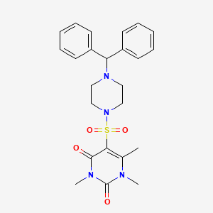 molecular formula C24H28N4O4S B2983367 5-((4-benzhydrylpiperazin-1-yl)sulfonyl)-1,3,6-trimethylpyrimidine-2,4(1H,3H)-dione CAS No. 887211-25-8
