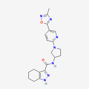 molecular formula C20H23N7O2 B2983369 N-(1-(5-(3-methyl-1,2,4-oxadiazol-5-yl)pyridin-2-yl)pyrrolidin-3-yl)-4,5,6,7-tetrahydro-1H-indazole-3-carboxamide CAS No. 1396864-71-3