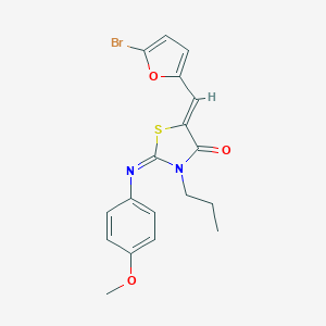 molecular formula C18H17BrN2O3S B298337 5-[(5-Bromo-2-furyl)methylene]-2-[(4-methoxyphenyl)imino]-3-propyl-1,3-thiazolidin-4-one 