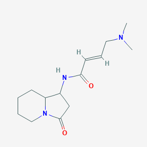 (E)-4-(Dimethylamino)-N-(3-oxo-2,5,6,7,8,8a-hexahydro-1H-indolizin-1-yl)but-2-enamide
